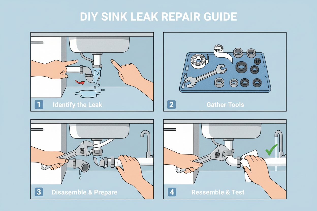 DYI step-by-step how to fix sink leakage